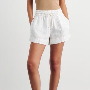 Joe Fresh White Drawstring Linen-Blend Bermuda Shorts